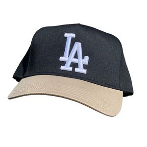 A-frame, snapback, Los Angeles logo, black and beige